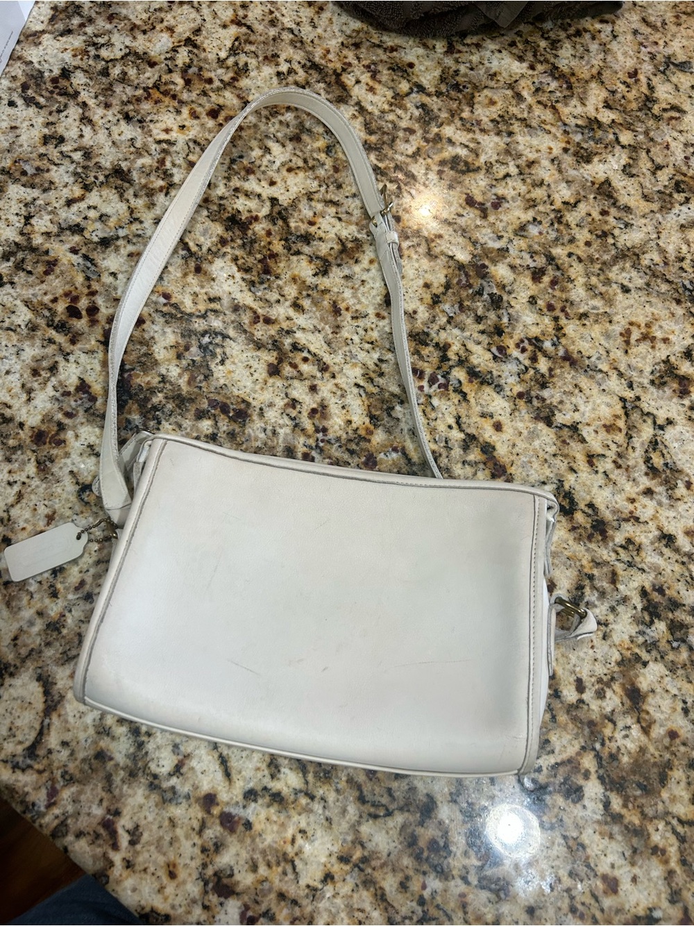 Couch Minimal Cream Leather Crossbody Bag with Adjustable Strap 350-9944 vintage